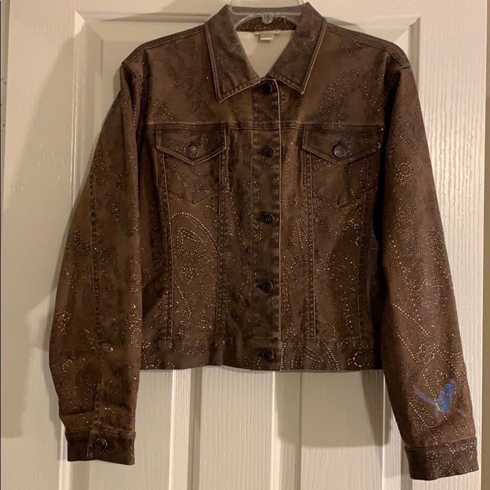 Lapis Brand. Hand painted brown jacket